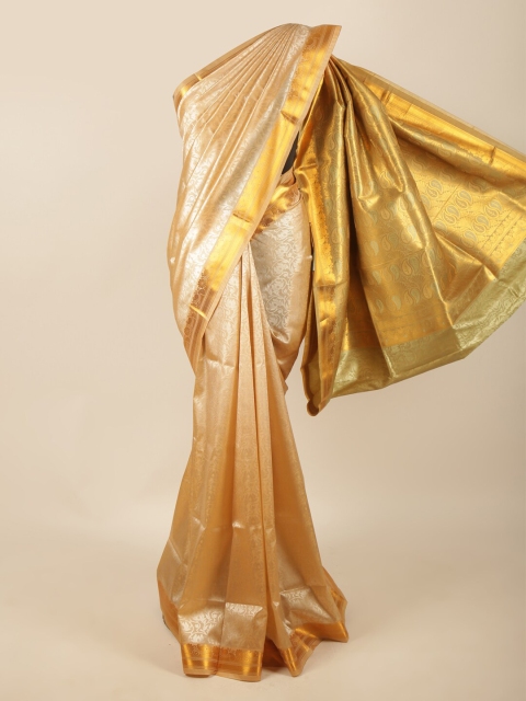 

Pothys Gold-Toned & Green Ethnic Motifs Zari Art Silk Saree
