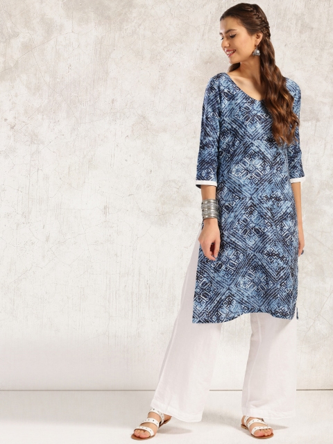 

Anouk Women Blue Printed A-Line Kurta