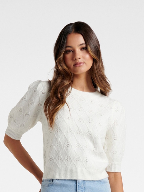 

Forever New Cream-Coloured Self Design Top