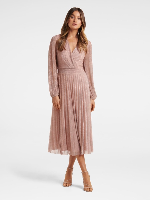 

Forever New Pink Pleated Midi Dress