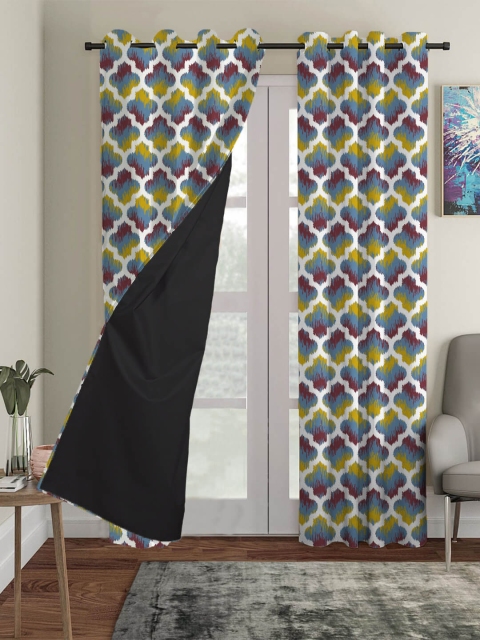 

HOUZZCODE Purple & Blue Set of 2 Black Out Window Curtain