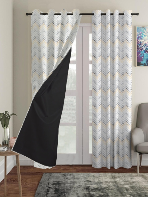 

HOUZZCODE White Set of 3 Black Out Window Curtain