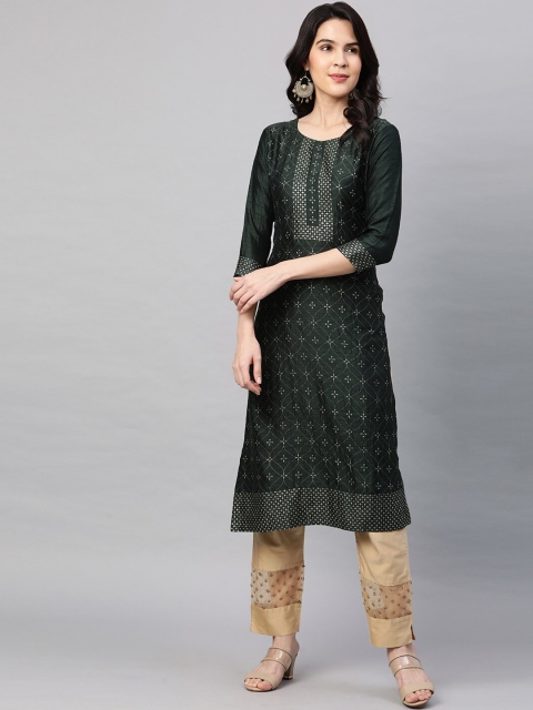 

FASHOR Women Green Ethnic Motifs Printed Kurta