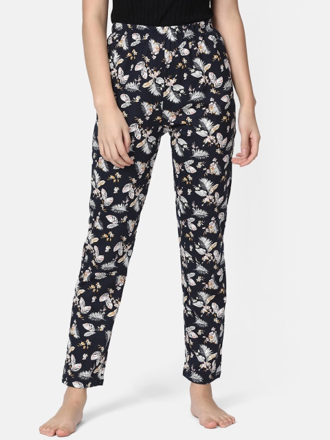 

V2 Value & Variety Women Navy Blue & White Printed Cotton Lounge Pants