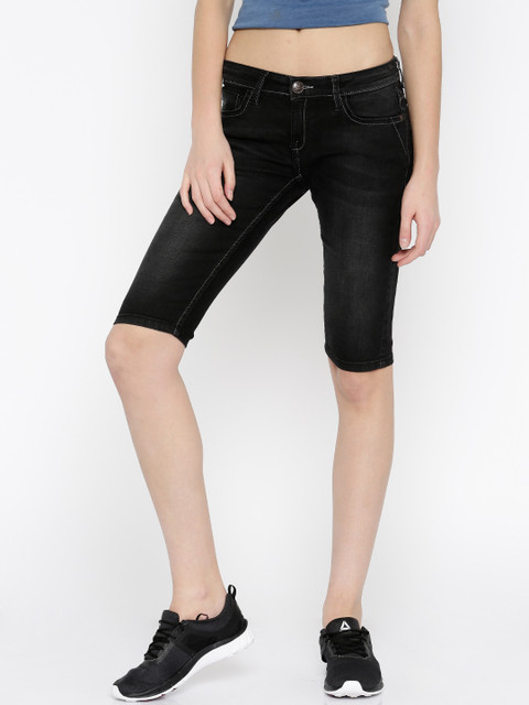 

Jealous 21 Women Black Washed Cropped Denim Shorts