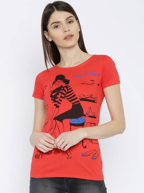 

Jealous 21 Women Coral Printed Top