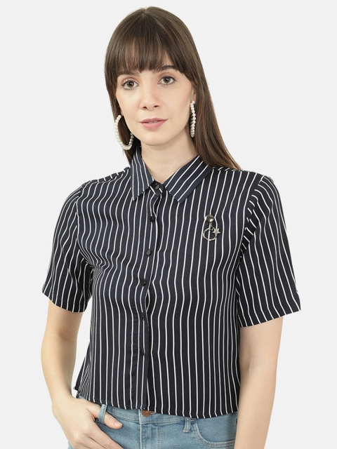 

V2 Value & Variety Navy Blue Striped Shirt Style Top