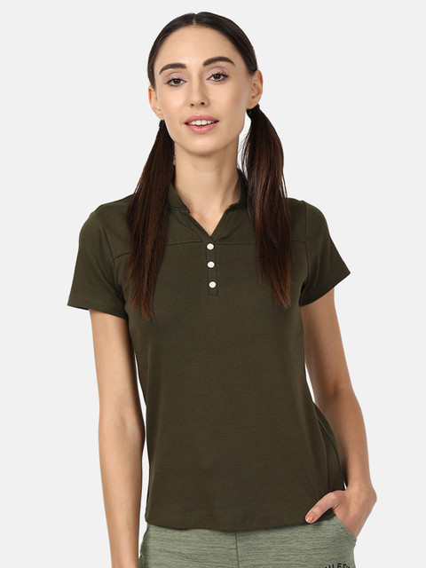 

V2 Value & Variety Olive Green Mandarin Collar Top