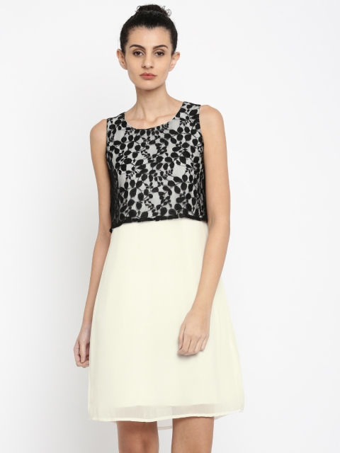 

Jealous 21 Women Off-White & Black Lace A-Line Dress