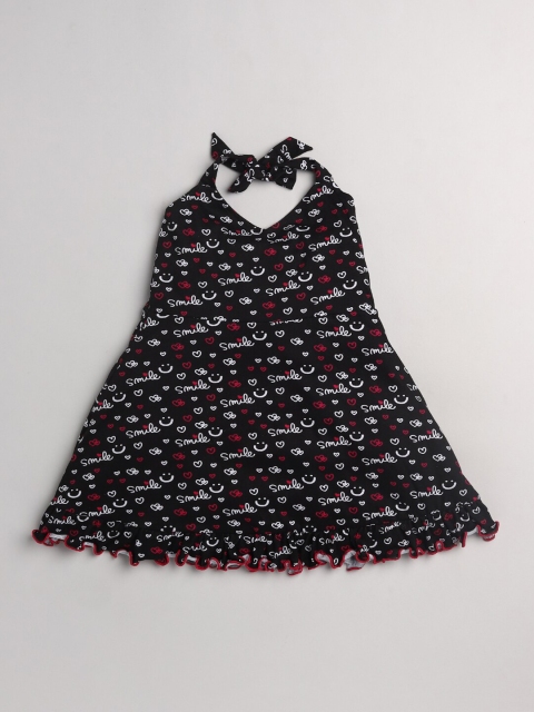 

TAMBOURINE Black & White Printed Pure Cotton A-Line Dress