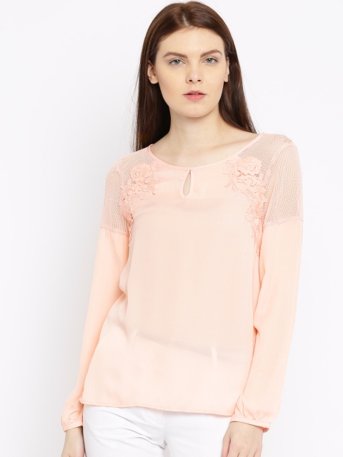 

Jealous 21 Women Peach-Coloured Lace Top