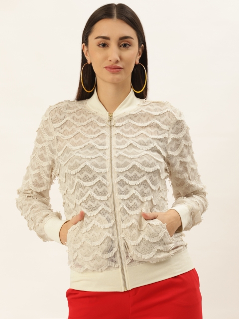 

radka Women Off White Lightweight Bomber Jacket