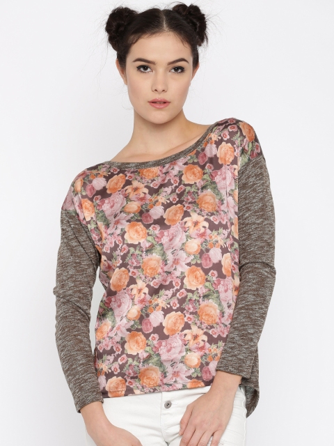 

Jealous 21 Women Brown Floral Print Regular Top