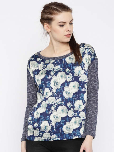 

Jealous 21 Women Navy Floral Print Top, Navy blue