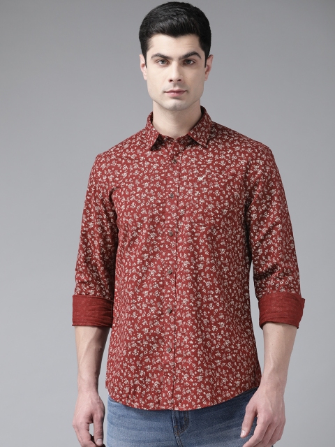 

Blackberrys Men Maroon India Slim Fit Floral Striped Casual Shirt