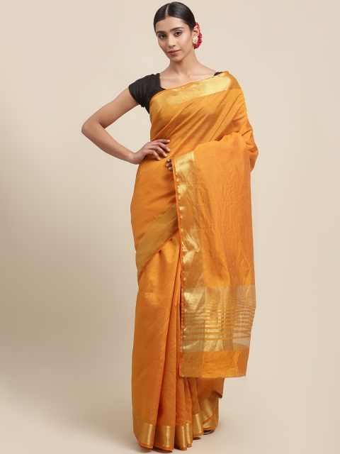 

Meena Bazaar Mustard Yellow & Gold-Coloured Silk Blend Saree
