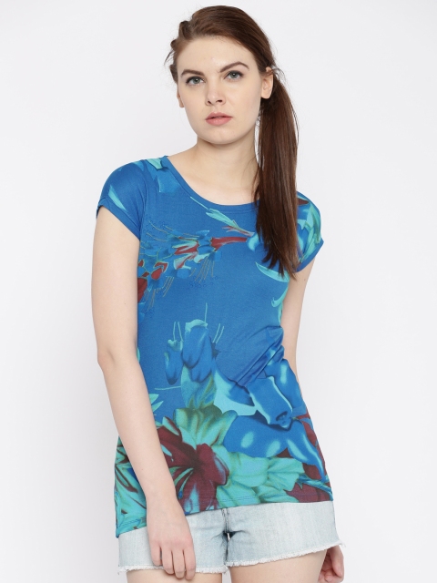 

Jealous 21 Women Blue Floral Print Regular Top