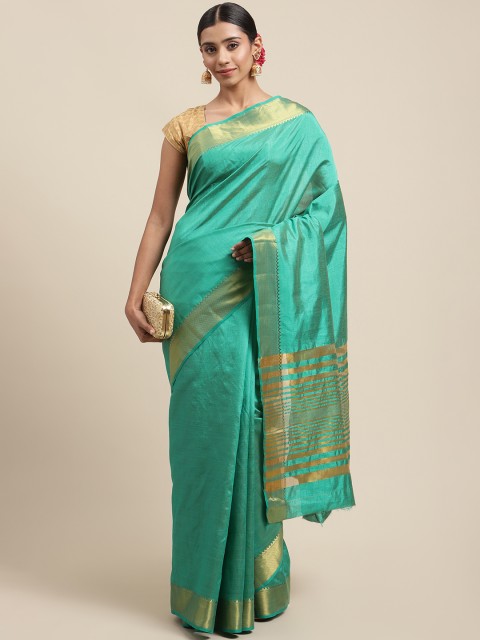 

Meena Bazaar Green & Gold-Coloured Silk Blend Saree