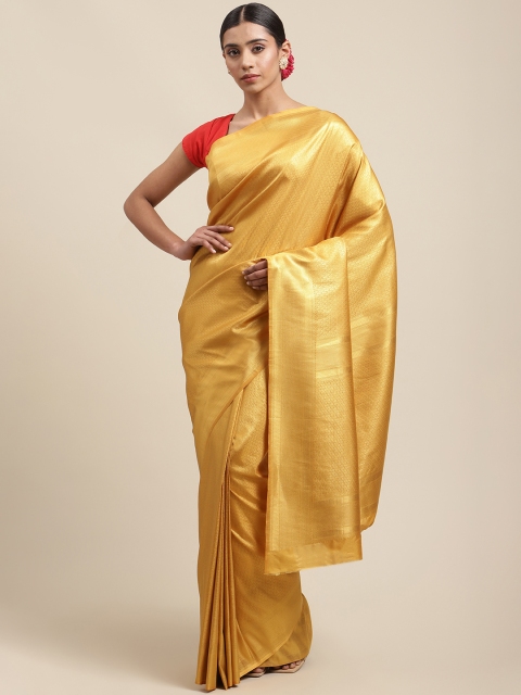 

Meena Bazaar Mustard Yellow Woven Design Silk Blend Saree
