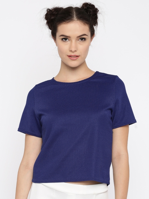 

Jealous 21 Women Navy Self-Design Boxy Top, Navy blue