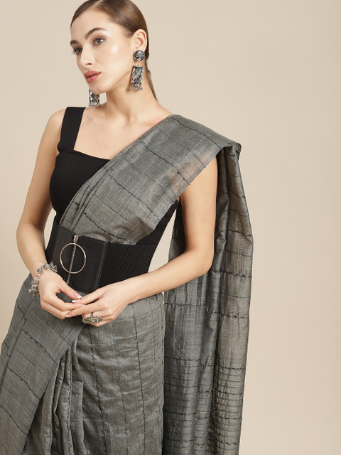 

BharatSthali Green Striped Silk Cotton Saree