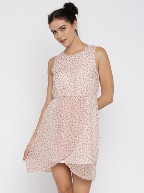 

Jealous 21 Women Off-White & Coral Red Printed A-Line Dress