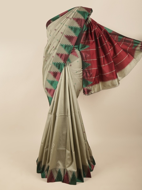

Pothys Green & Maroon Ethnic Motifs Woven Design Art Silk Saree