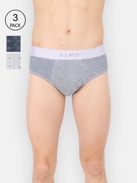 

Almo Wear Men Pack of 3 Micromodal Printed Briefs MM-B-LGHBIN, Grey