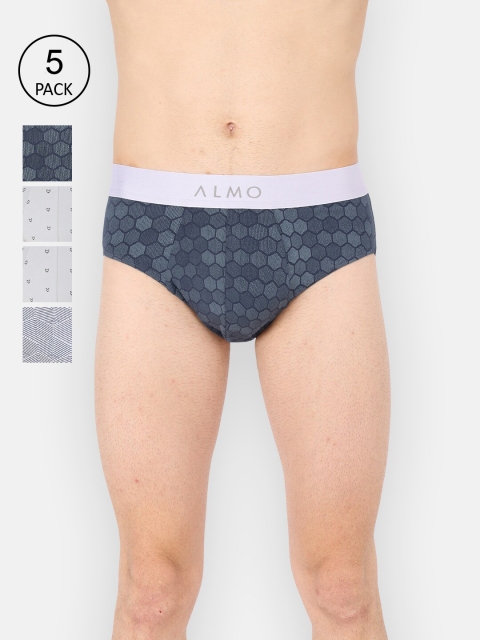 

Almo Wear Men Pack of 5 Printed Micromodal Basic Briefs - MM-B-LGLGHBHBIN, Grey