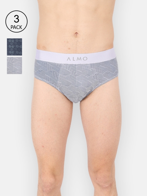 

Almo WearMen Pack Of 3 Almo Micromodal Printed Briefs MM-B-HBININ, Blue