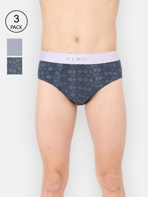 

Almo Wear Men Pack of 3 Printed Micromodal Basic Briefs - MM-B-HBHBIN, Blue