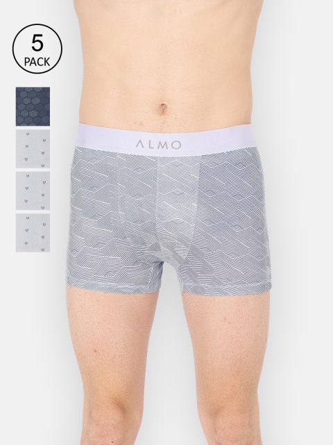 

Almo Wear Pack Of 5 Micromodal Printed Trunks, Blue