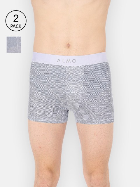 

Almo Wear Men Navy Blue & Grey Pack of 2 Printed Micromodal Trunks MM-T-ININ