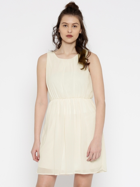 

Jealous 21 Women Cream-Coloured Solid Fit & Flare Dress