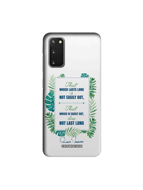 

CelfieDesign White & Green Lasts Long AB Quotes Samsung Galaxy S20 Slim Back Case