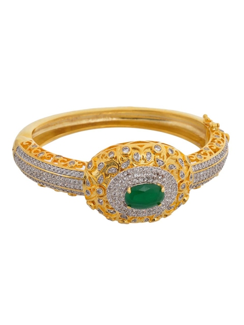 

Tistabene Women Gold-Toned & Green Gold-Plated Kada Bracelet