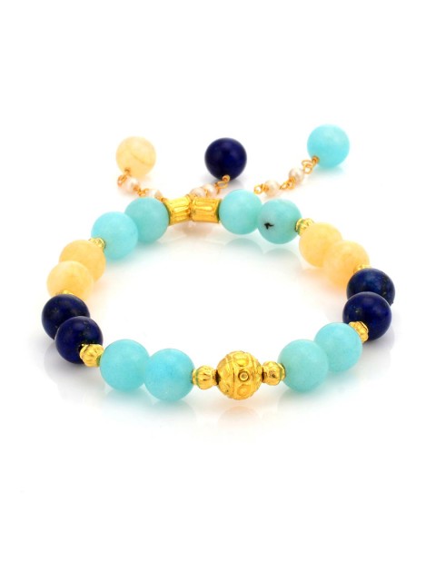 

Tistabene Women Gold & Blue Comtemporary Wraparound Bracelet