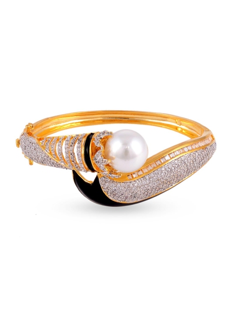 

Tistabene Women Gold-Toned & White Gold-Plated Kada Bracelet