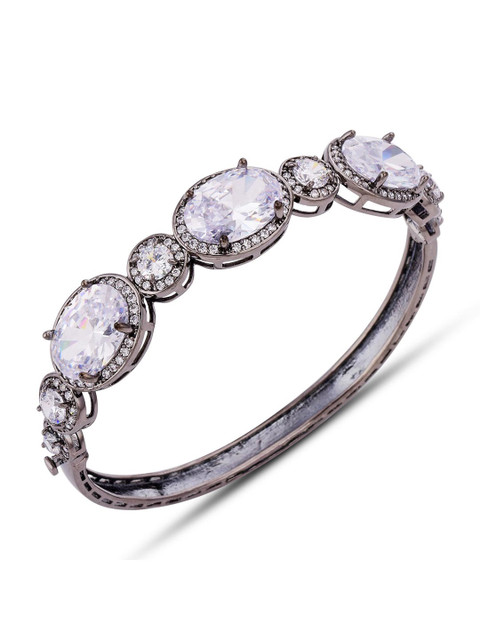 

Tistabene Women Silver-Toned & White Stones Kada Bracelet