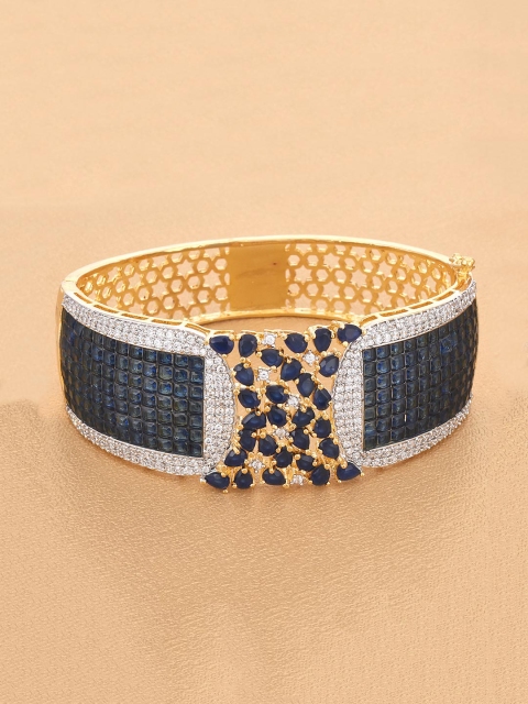 

Tistabene Women Gold-Toned & Navy Blue Gold-Plated Kada Bracelet