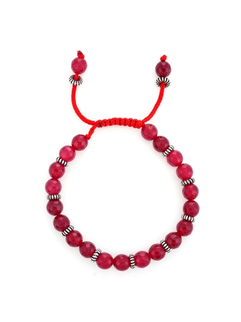 

Tistabene Women Maroon & Silver-Toned Artificial Stones Charm Bracelet