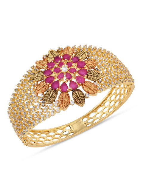 

Tistabene Women Gold-Toned & Pink Rhodium-Plated Bangle-Style Bracelet
