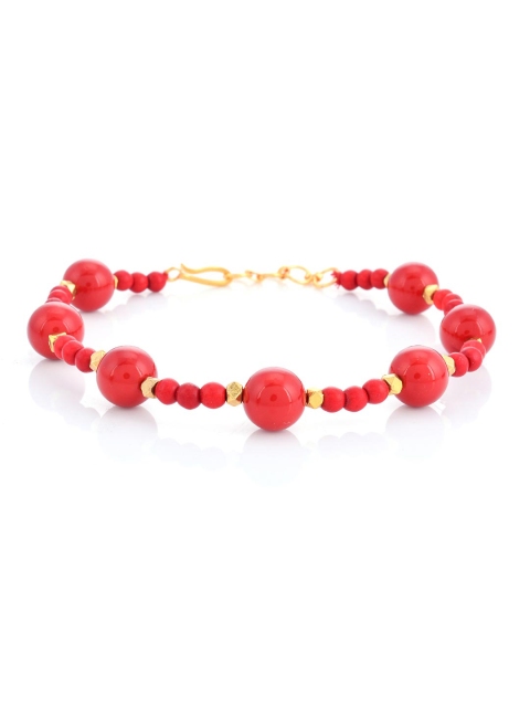 

Tistabene Women Red & Gold-Toned Red Beaded Link Bracelet