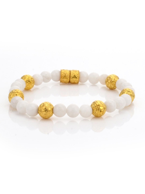 

Tistabene Women Gold & White Stretchable Beaded Bracelet