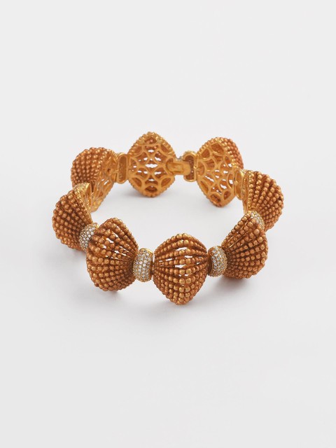 

Tistabene Women Rhodium-Plated & White Stone Kada Bracelet, Gold