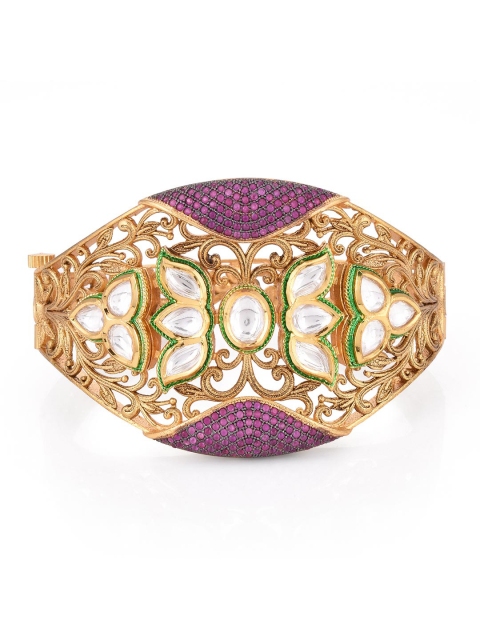 

Tistabene Women Maroon & White Gold-Plated Kada Bracelet