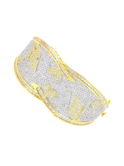 

Tistabene Women Rhodium-Plated White Stone Kada Bracelet, Gold