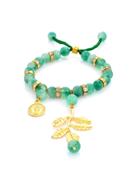 

Tistabene Women Gold-Plated & Green Floral Charm Bracelet