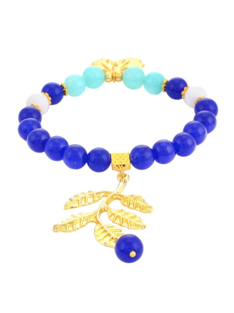 

Tistabene Women Gold Plated Blue Stoned Floral Charm Bracelet t