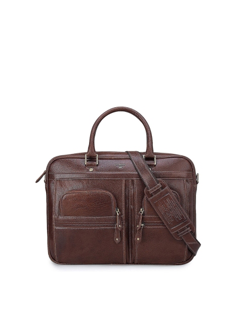 

Da Milano Unisex Brown Textured Leather Laptop Bag